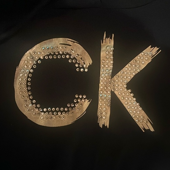 NWT Calvin Klein Black Hoodie Dress with Gold Logo size Large- Flaw - Picture 5 of 8